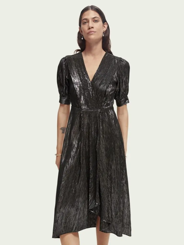 Scotch & Soda 168926 :  Silver short-sleeved midi dress