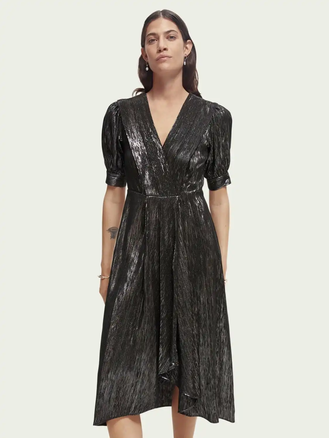 Scotch & Soda 168926 : Silver short-sleeved midi dress