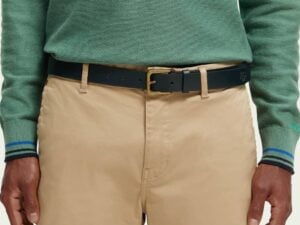Scotch & Soda 169454 : Classic recycled leather belt  Space green