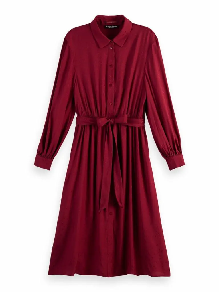 Scotch & Soda 168917 :  Long-sleeved shirt dress Deep rasberry