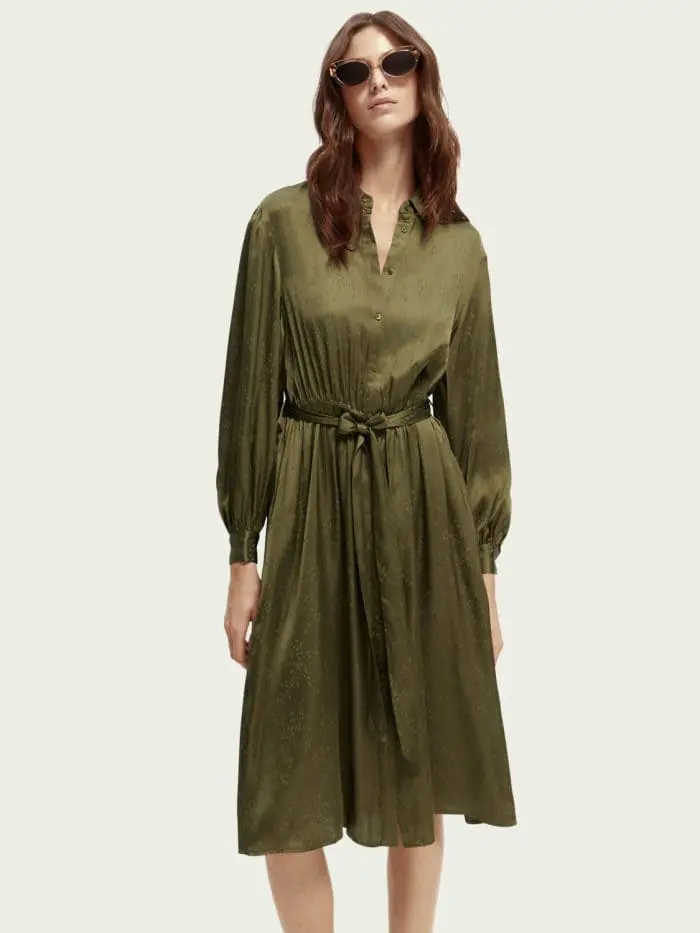 Scotch & Soda 168917 :  Long-sleeved shirt dress - Dark olive