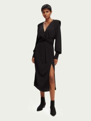 Alternative view of Scotch & Soda 170956 :  Long-sleeved belted V-neck midi dress Black