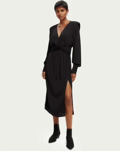 Alternative view of Scotch & Soda 170956 :  Long-sleeved belted V-neck midi dress Black