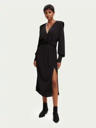 Alternative view of Scotch & Soda 170956 :  Long-sleeved belted V-neck midi dress Black