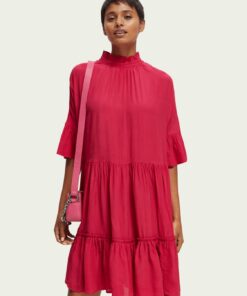 Scotch & Soda 170961 :  Ruffle-sleeved tiered mini dress Cherry pie