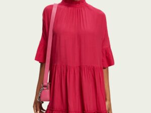 Scotch & Soda 170961 :  Ruffle-sleeved tiered mini dress Cherry pie