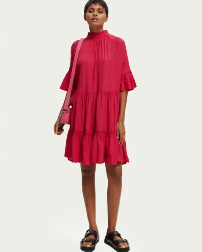 Alternative view of Scotch & Soda 170961 :  Ruffle-sleeved tiered mini dress Cherry pie