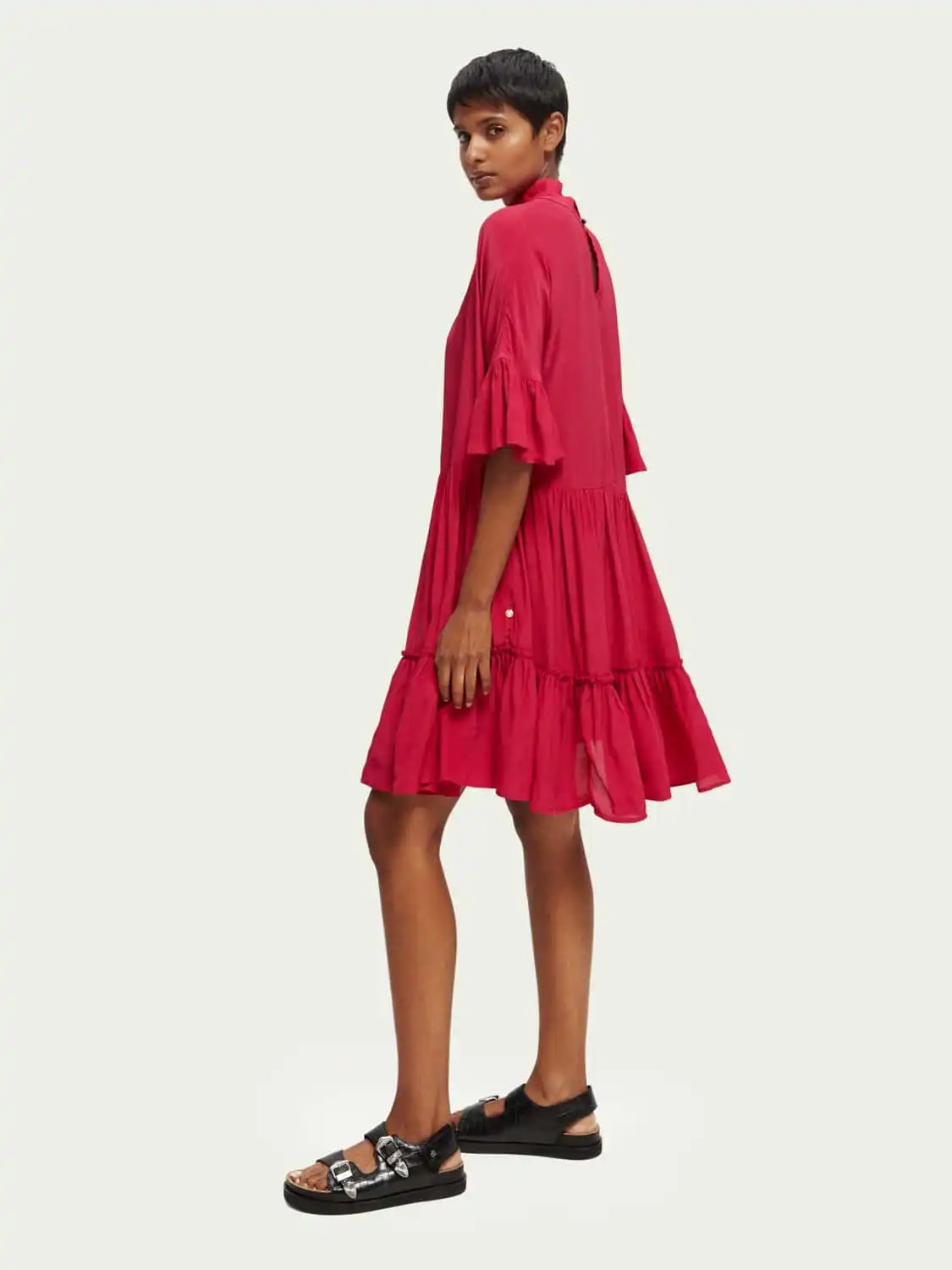 Scotch & Soda 170961 : Ruffle-sleeved tiered mini dress Cherry pie - Image 3