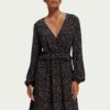Scotch & Soda 172092 :  Long-sleeved printed V-neck mini dress Ikat rain