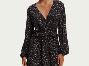 Scotch & Soda 172092 :  Long-sleeved printed V-neck mini dress Ikat rain