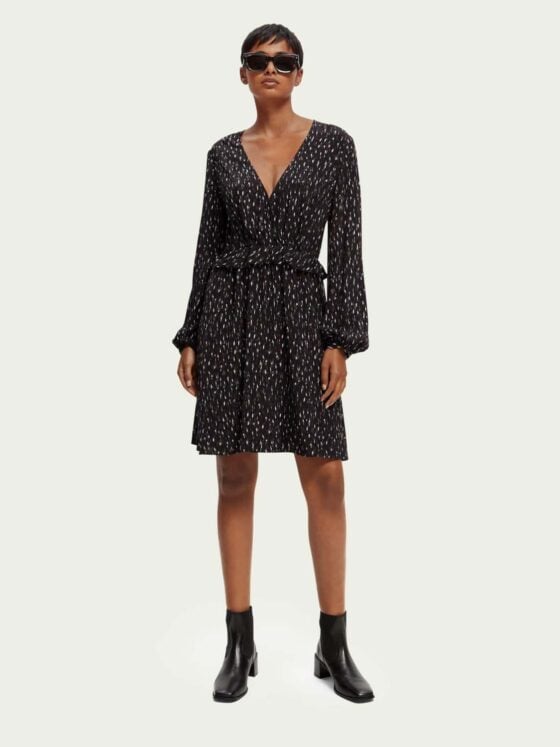 Scotch & Soda 172092 :  Long-sleeved printed V-neck mini dress Ikat rain - Image 2