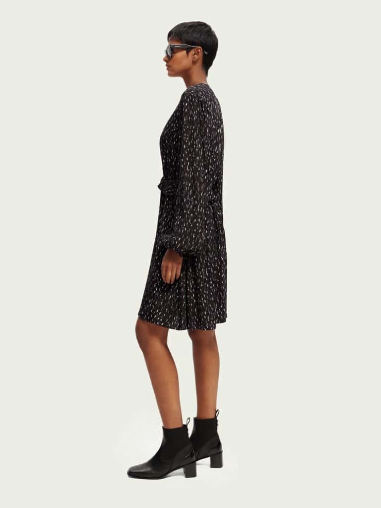 Scotch & Soda 172092 :  Long-sleeved printed V-neck mini dress Ikat rain - Image 3