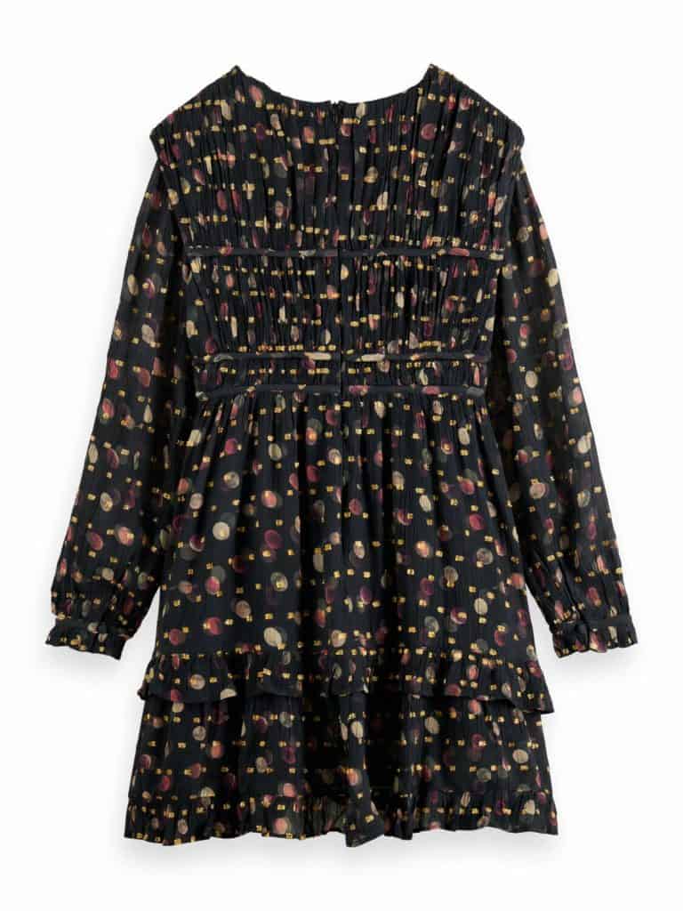 Scotch & Soda 169398 :  Ruffled long sleeved jacquard mini dress - Planets - Image 4