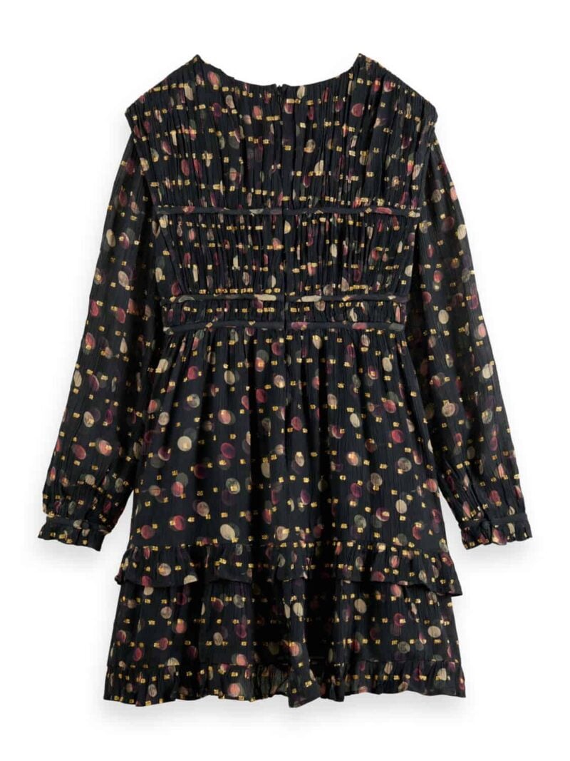 Scotch & Soda 169398 :  Ruffled long sleeved jacquard mini dress - Planets - Image 4