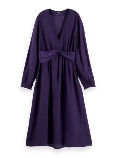 Alternative view of Scotch & Soda 169288 :  Long-sleeved V-neck belted midi dress
