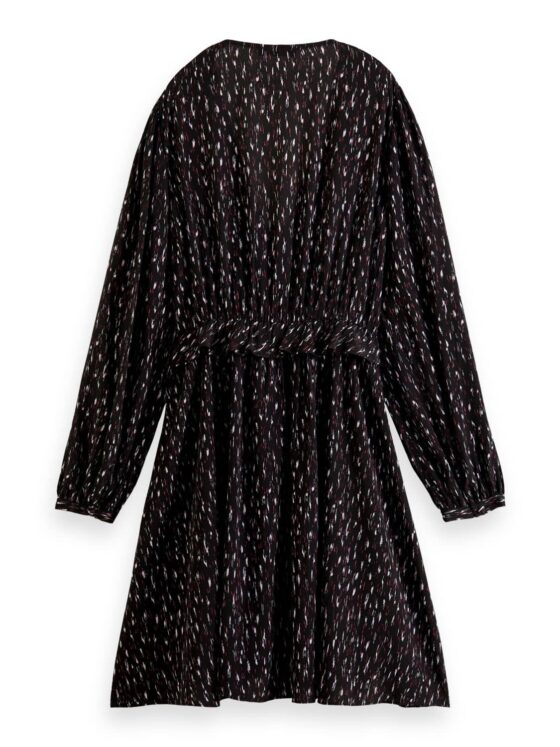 Scotch & Soda 172092 :  Long-sleeved printed V-neck mini dress Ikat rain - Image 4