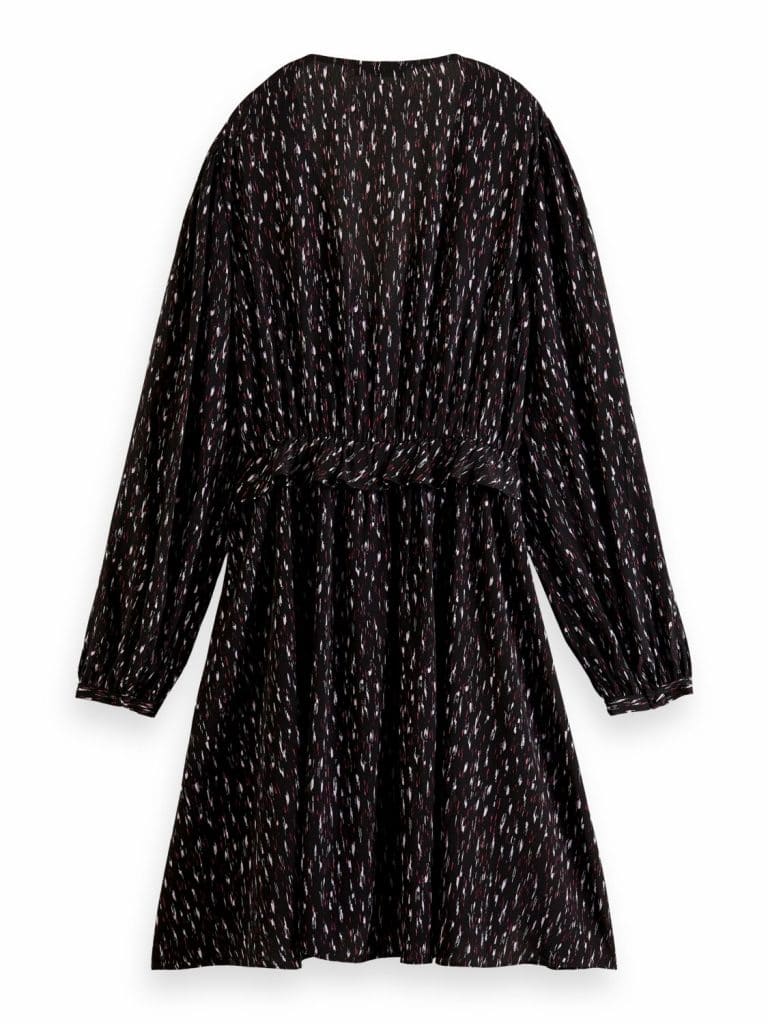 Scotch & Soda 172092 :  Long-sleeved printed V-neck mini dress Ikat rain - Image 4