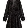 Scotch & Soda 172092 :  Long-sleeved printed V-neck mini dress Ikat rain - Image 6
