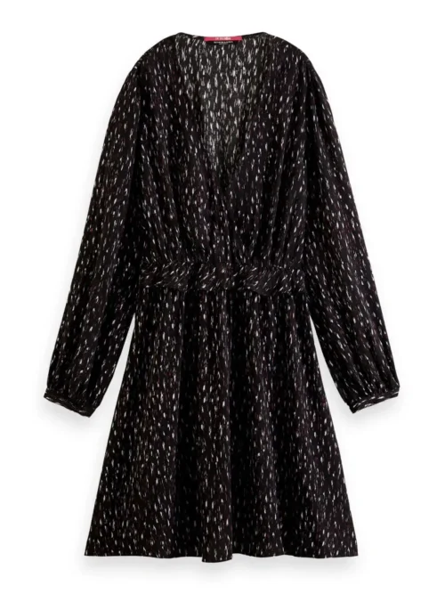 Scotch & Soda 172092 :  Long-sleeved printed V-neck mini dress Ikat rain - Image 6