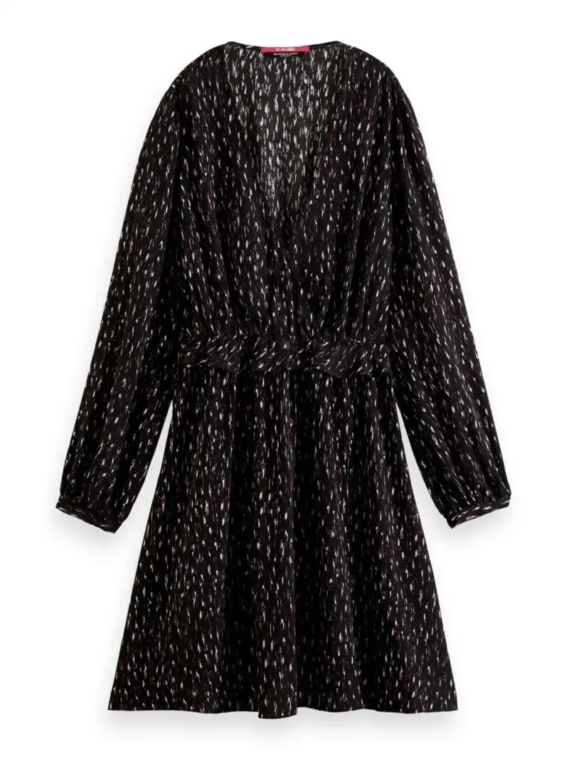 Scotch & Soda 172092 :  Long-sleeved printed V-neck mini dress Ikat rain - Image 6