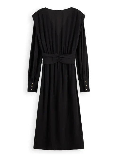 Scotch & Soda 170956 :  Long-sleeved belted V-neck midi dress Black - Image 5