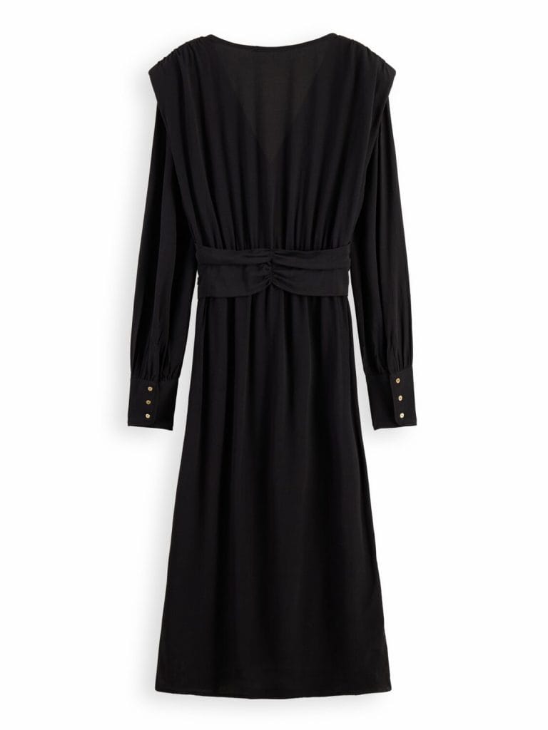 Scotch & Soda 170956 :  Long-sleeved belted V-neck midi dress Black - Image 5