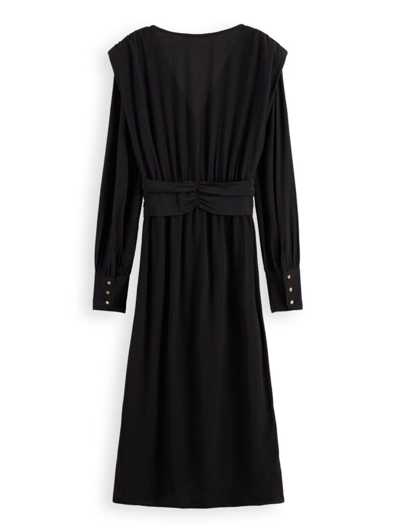 Scotch & Soda 170956 : Long-sleeved belted V-neck midi dress Black - Image 5