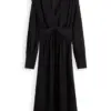 Scotch & Soda 170956 :  Long-sleeved belted V-neck midi dress Black - Image 3