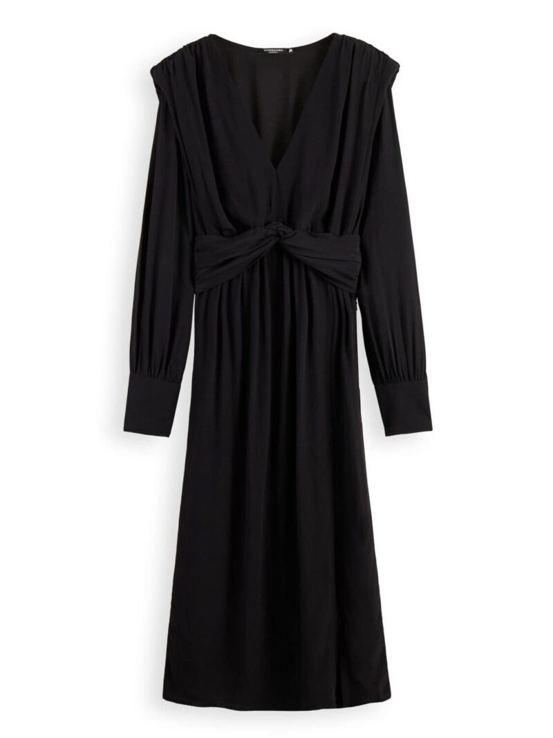 Scotch & Soda 170956 :  Long-sleeved belted V-neck midi dress Black - Image 3