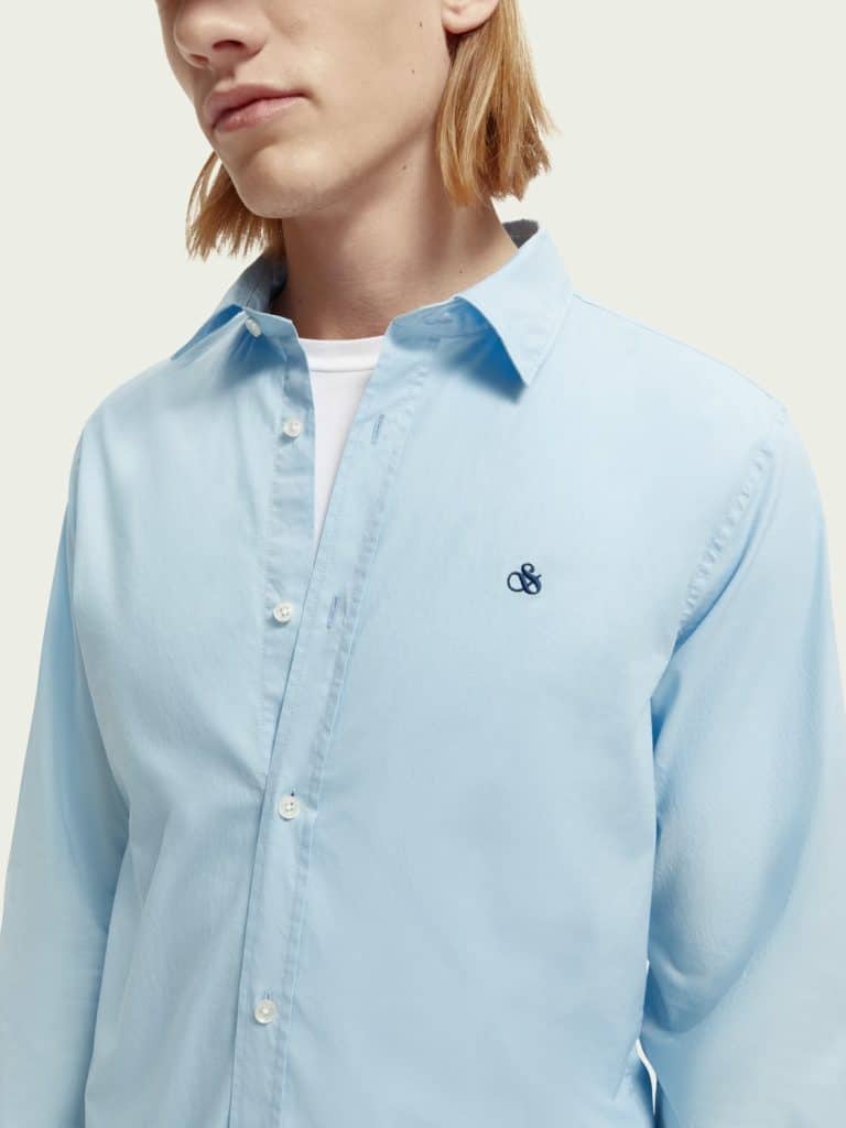Scotch & Soda 169718  : Slim fit poplin shirt, Sky - Image 4