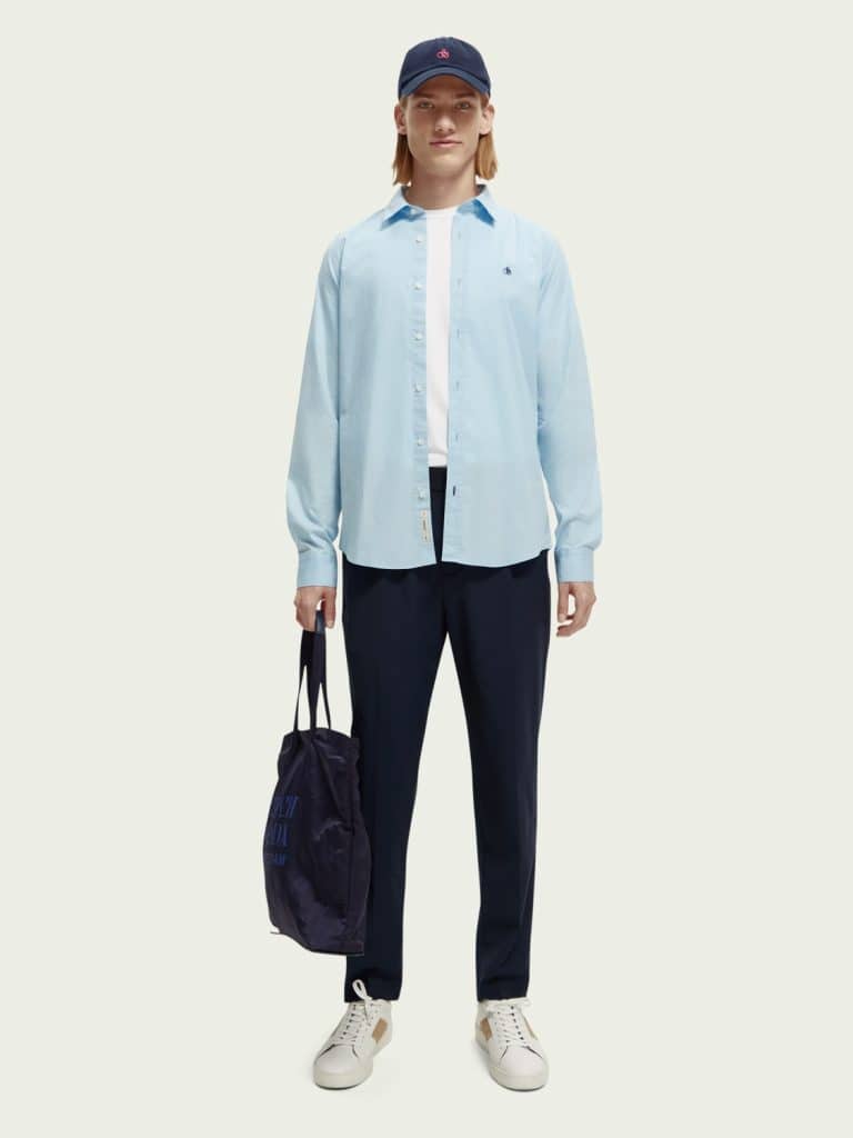Scotch & Soda 169718  : Slim fit poplin shirt, Sky - Image 3