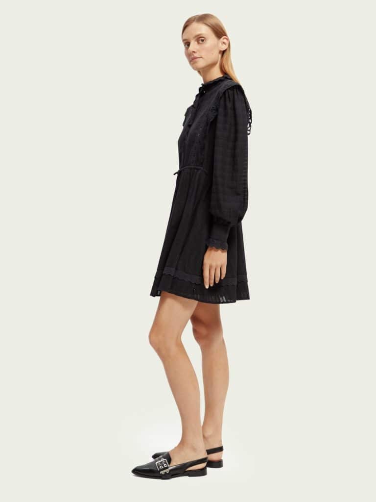 Scotch & Soda 170951 :  Broderie anglaise mini organic cotton dress, Black - Image 3