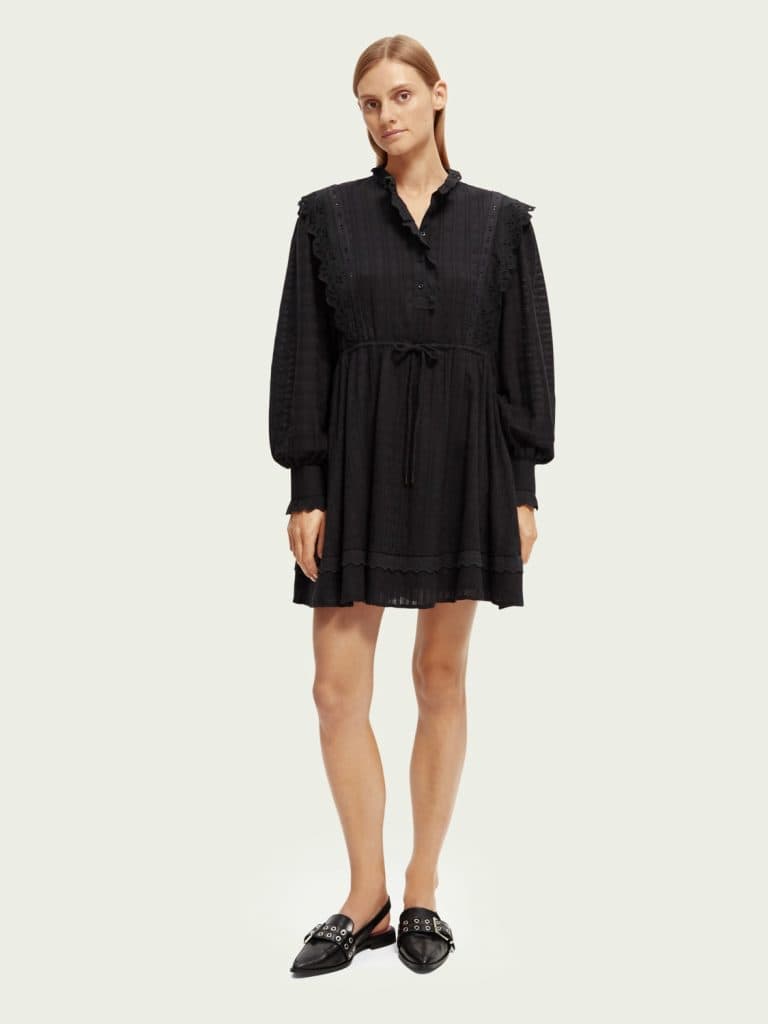 Scotch & Soda 170951 :  Broderie anglaise mini organic cotton dress, Black - Image 4