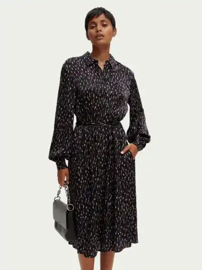 Scotch & Soda 170960 : Relaxed fit printed midi jacquard shirt dress, Ikat rain