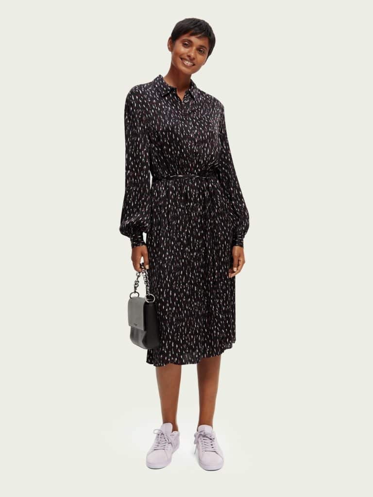 Scotch & Soda 170960 :  Relaxed fit printed midi jacquard shirt dress, Ikat rain - Image 4