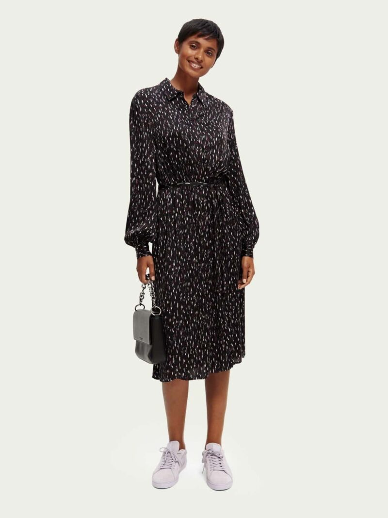Scotch & Soda 170960 :  Relaxed fit printed midi jacquard shirt dress, Ikat rain - Image 4