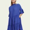 Scotch & Soda 170961 :  Ruffle-sleeved tiered mini dress, Bright blue