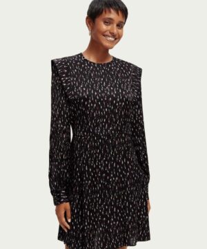 Scotch & Soda 170962 : Long-sleeved structured printed mini dress, Ikat rain