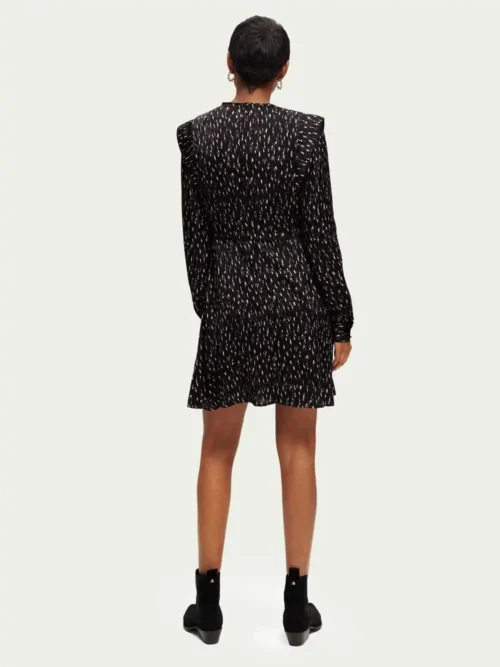 Scotch & Soda 170962 : Long-sleeved structured printed mini dress, Ikat rain image2