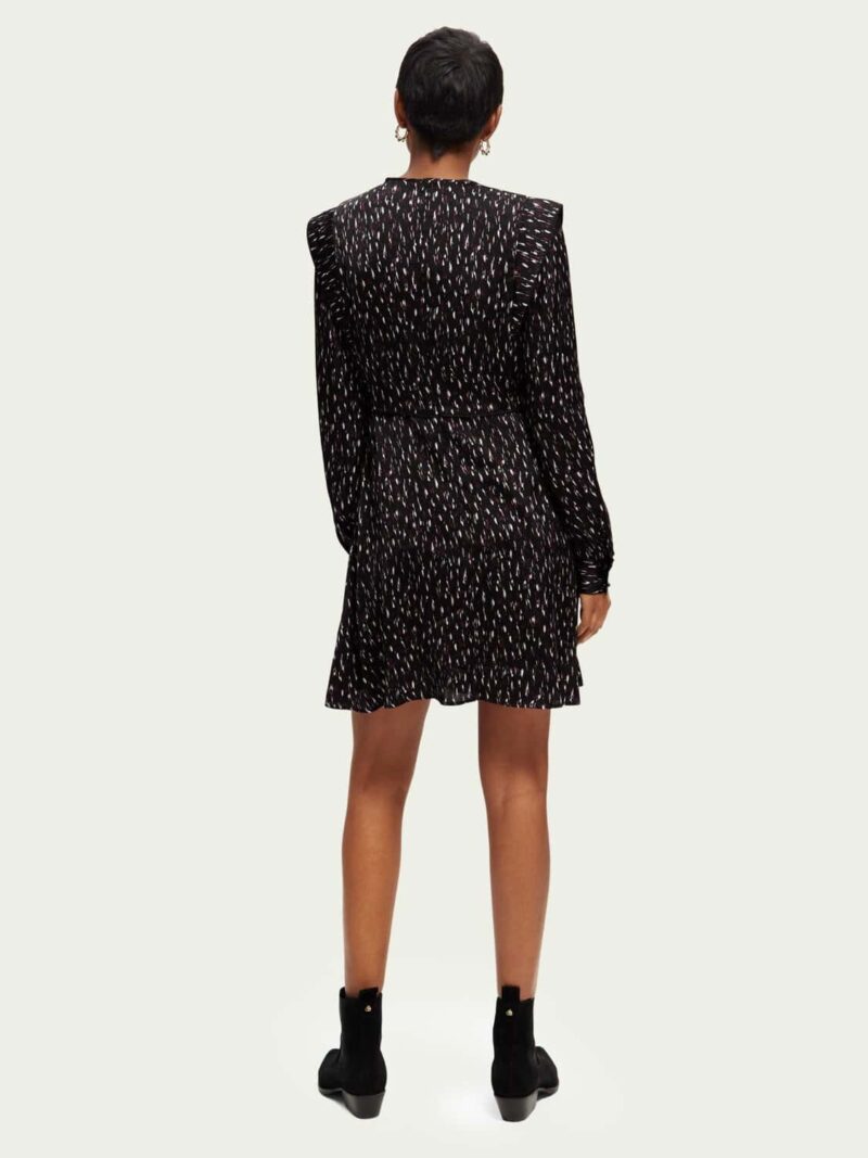 Scotch & Soda 170962 : Long-sleeved structured printed mini dress, Ikat rain - Image 4