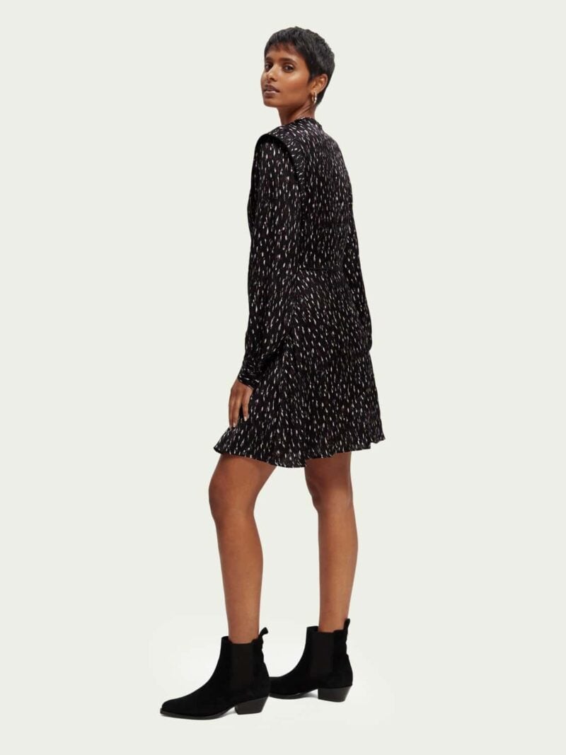 Scotch & Soda 170962 : Long-sleeved structured printed mini dress, Ikat rain - Image 3