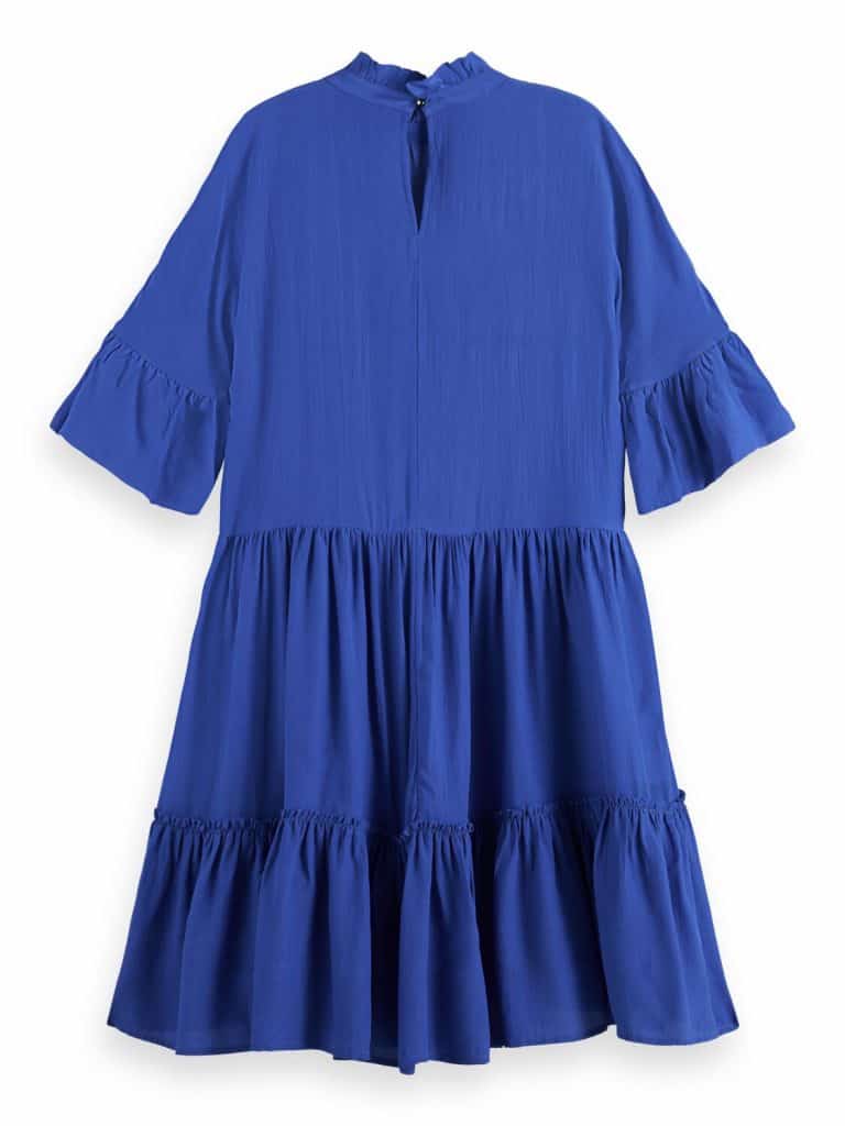 Scotch & Soda 170961 :  Ruffle-sleeved tiered mini dress, Bright blue - Image 4