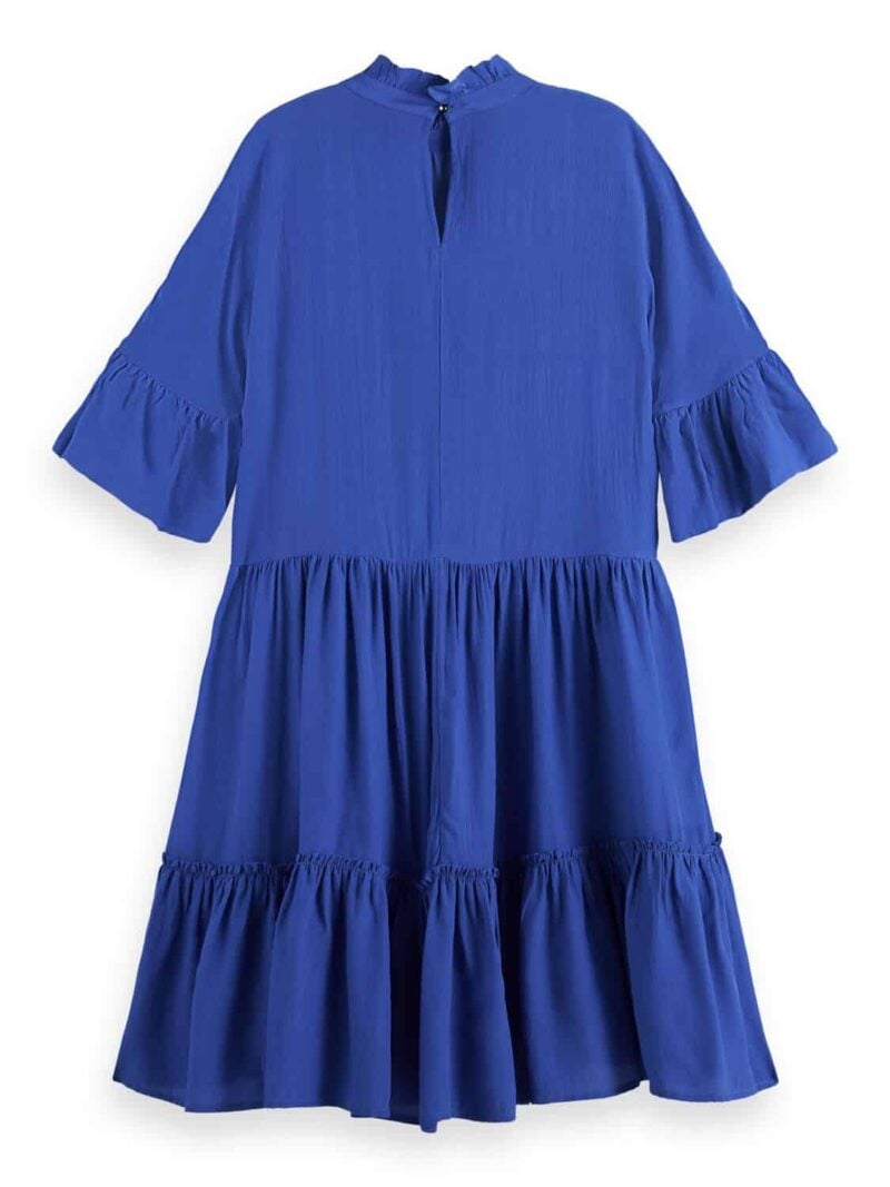 Scotch & Soda 170961 :  Ruffle-sleeved tiered mini dress, Bright blue - Image 4