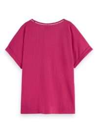 Alternative view of Scotch & Soda 169657 : Relaxed fit scoop-neck ladder tape T-shirt, Cherry pie