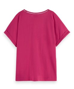 Alternative view of Scotch & Soda 169657 : Relaxed fit scoop-neck ladder tape T-shirt, Cherry pie