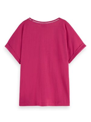 Alternative view of Scotch & Soda 169657 : Relaxed fit scoop-neck ladder tape T-shirt, Cherry pie