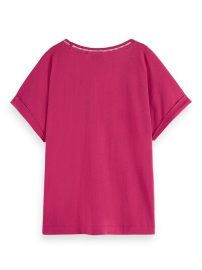 Alternative view of Scotch & Soda 169657 : Relaxed fit scoop-neck ladder tape T-shirt, Cherry pie