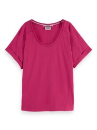 Scotch & Soda 169657 : Relaxed fit scoop-neck ladder tape T-shirt, Cherry pie
