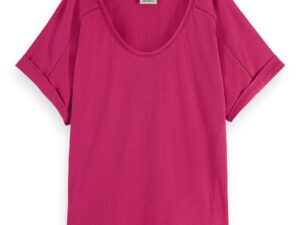 Scotch & Soda 169657 : Relaxed fit scoop-neck ladder tape T-shirt, Cherry pie