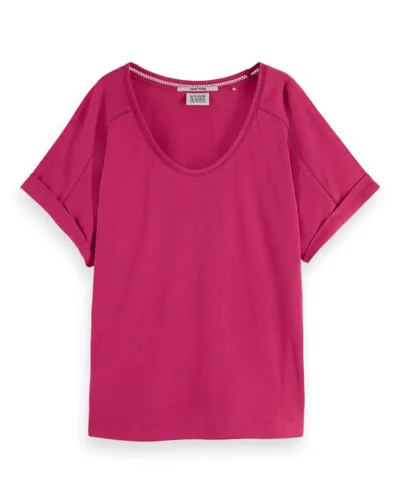 Scotch & Soda 169657 : Relaxed fit scoop-neck ladder tape T-shirt, Cherry pie